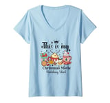 Womens This is my Christmas movie watching shirt ugly sweater fun V-Neck T-Shirt