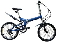 Vélo 20 Pouces Pliant Vitesse vélo - Enfants Adultes 6 Vitesse Vélo Pliant - Femme Front Bike Route Hommes Vélo Pliant, Bleu Dames vélos JIAJIAFUDR (Color : Blue)