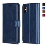 OCASE Coque iPhone X, Étui de Protection iPhone X, Antichoc TPU Housse iPhone 10 Cuir Synthétique Portefeuille Etui [Béquille][Fentes pour Cartes] [Fermoir Magnétique] Coque pour iPhone X - Bleu