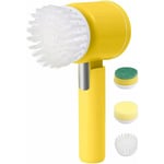 Linghhang - Jaune) Épurateur de sol rotatif électrique, brosse de nettoyage électrique avec 3 têtes de brosse, brosse de nettoyage sans fil