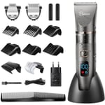 Hatteker Tondeuse Cheveux Tondeuse Barbe Rasoir 3 IN 1 Professionnelle Electrique avec Ecran LCD Sans Fils USB Imperméable