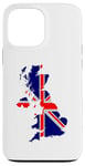 Coque pour iPhone 13 Pro Max Drapeau carte du Royaume-Uni