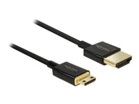 Delock Slim Premium - Hdmi-Kabel Med Ethernet - 19 Pin Mini Hdmi Type C Hane Till Hdmi Hane - 50 Cm - Trippelskärmad - Svart - Stöd För 4K