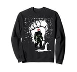 Bigfoot Christmas Loch Ness Santa Hat Lights Snowflakes Xmas Sweatshirt