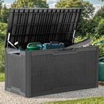 YITAHOME Grande Boîte de Rangement Extérieure en Résine de 380L pour Meubles de Patio, Coussins D'extérieur, Outils de Jardin et Fournitures de Piscine - Étanche, Verrouillable (Noir)