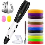 Stylo 3D Ensemble Stylo 3d + Filament Pla, Stylos 3d Avec Écran Lcd + Filament 3d 12 Couleurs 1,75 Mm - Total 120 Pieds, Cadeau De Bricolage Pour