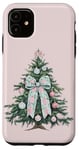 iPhone 11 Coquette Green Bow Christmas Tree Soft Pink Cute Xmas Case