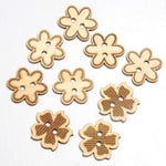 Club Green Wooden Buttons Flower 3A.(9XPCK), Wood, Brown, 12 x 12 x 3 cm