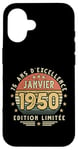 Coque pour iPhone 16 Janvier 1950 Cadeau Anniversaire Janvier 1950 75 ans Homme