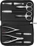 ZWILLING Manucure kit (8 pièces, soin complet des ongles, pédicure, étui en cuir véritable avec fermeture éclair), Premium, noir