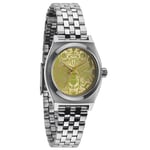 NEW RRP £85 Nixon A399-1898 Ladies Small Time Teller Silver Neon Yellow Watch