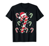 Santa Christmas Funny Xmas Lights Red And White Candy Cane T-Shirt