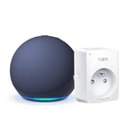 Echo Dot (5e génération) | Bleu marine + Tapo Matter Prise Connectée, Fonctionne avec Alexa - Kit de démarrage Maison connectée