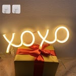 ENUOLI XOXO Neon Sign Neon Light Sign for Bedroom Wall Decor USB or Battery Operated Led Neon Sign XOXO Led Sign Neon Lamp with 2 Hooks Night Light Up for Christmas Birthday Friend Gifts(Warm White)