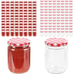 Vidaxl - Pots à confiture Couvercle blanc et rouge 96 pcs Verre 230 ml - pot à confiture - pots à confiture - Home & Living - Rouge