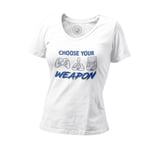 T-Shirt Femme Col V Choose Your Weapon Jeux Vidéo Retro Gaming Arcade