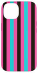 Coque pour iPhone 14 Rose Bleu rayé Esthétique Girly Preppy Rayures noires