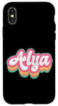 Coque pour iPhone X/XS Alya Prénom Fille Vintage Années 70 80 Personnalisé