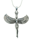 Isis Necklace Pendant Winged Goddess of Magic Egyptian 18" Silver Plated Chain