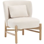 Wahson Office Chairs - Moderne Fauteuil de Salon avec Pied Bois Fauteuil Chambre en Chenille avec Assise Épais Fauteuil Relax pour Salon, Blanc