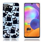 Samsung Deco Galaxy A31 kuoret - Musta Kissat Monivärinen