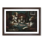 Big Box Art Cassius Marcellus Coolidge Dogs Playing Poker Framed Wall Art Picture Print Ready to Hang, Walnut A2 (62 x 45 cm)