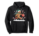 Gingerbread Man Playing Basketball - Christmas Sports Fun Pullover Hoodie