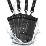 Pelican 4 Pack Marine - IP68 Waterproof Phone Pouch/Case (Regular Size) - Floating Waterproof Phone Case - For iPhone 15 Pro Max/ 14 Pro Max/ 13 Pro Max/ 12/ S24 Ultra - Detachable Lanyard - Black