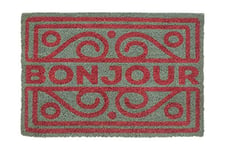 Premier Housewares Bonjour Paillasson, Coco, PVC, Rouge/Gris, 40 x 60 x 2 cm