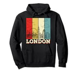 Vintage London Souvenir - Retro Stripes London Skyline Pullover Hoodie