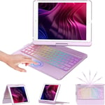 Clavier Ipad 9Ème Génération, 360° Flip Coque Clavier Sans Fil Bluetooth Avec Multi-Touch Trackpad & Éclairage Coloré À 7 Couleurs Pour Ipad 9/8/ 7 Ème Génération 10.2 2019-2021