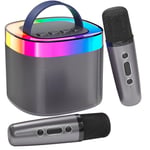 Bluetooth Portable Karaoke Machine, Bluetooth Karaoke Speaker with 3 Built-in Speakers with 2 Microphones and Party LED Lights, Gift for Friends, Black