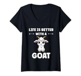 Womens Small Animals Goat quote life is better with a Goat V-Neck T-Shirt