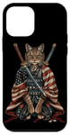 iPhone 12 mini Cat Samurai American Flag Samurai Cat Art Patriotic Cat Case