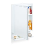 Relaxdays - Armoire de Toilette 1 Porte Miroir 3Tablettes Prise Courant Meuble Mural Placard sdb, 55x35x12 cm, Blanc