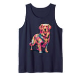 Cute Colorful Golden Retriever Dog Art for Pet Lovers Tank Top