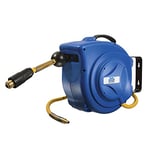 as - Schwabe 12612 10 m Retractable Compressed-Air Hose Reel and 1 m Connection Hose - Blue