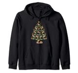 Xmas Lights Santa Rainbow Trout Fish Christmas Tree Zip Hoodie