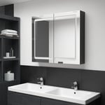 Armoire murale de salle de bain à miroir à LED - Meuble de rangement Noir brillant 80x12x68 cm BV359221 - BonneVie