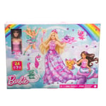 Barbie Dreamtopia Doll and Advent Calendar with 24 Surprises like Fairytale Accessories, Mermaid and Fairy Clothes, and Unicorn and Dragon Pets, HVK26