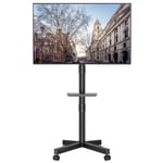 BONTEC Support TV roulettes Support Tele Mobile pour Téléviseurs Plasma/LCD/LED de 23" à 60" avec Étagère, Support TV sur Pied avec roulettes Réglable en Hauteur jusqu'à 25 kg, Max VESA 400x400mm