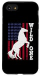 Coque pour iPhone SE (2020) / 7 / 8 Vintage Grunge American USA Flag Wild One Mustang Horse