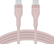 BoostCharge Flex câble USB-C vers USB-C en silicone,certifié USB-IF,recharge Power Delivery,câble USB C pour iPhone 15,MacBook,iPad Pro,Samsung Galaxy S23,Google Pixel,etc,1 m,rose