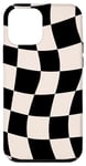 iPhone 12 mini Black & Neutral Beige Wavy Checkered Swirl Case