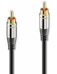 Sonero Premium 3 m RCA Cable, 1 x RCA Male to 1 x RCA Male, Subwoofer, Amplifier, Projector, AV Receiver, Black, 3 m