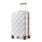 British Traveller Valise Cabine 54x36.5x21.5cm, Bagages Cabine 34L, Valise Rigide Ultra Légère, Valise de Voyage avec roulettes 4x360 degrés et Serrure TSA (Blanc)