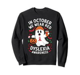 In October Wear Red Dyslexia Awareness Ghost Halloween Sweatshirt