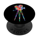 Caméra vidéo Arc-en-ciel Art Splatter Film Lover Design PopSockets PopGrip Adhésif