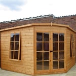 10 x 10 Corner Wooden Summerhouse with 2 Opening Windows