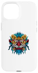 Coque pour iPhone 15 Tête de lion - Bonne année chinoise - Année serpent vert